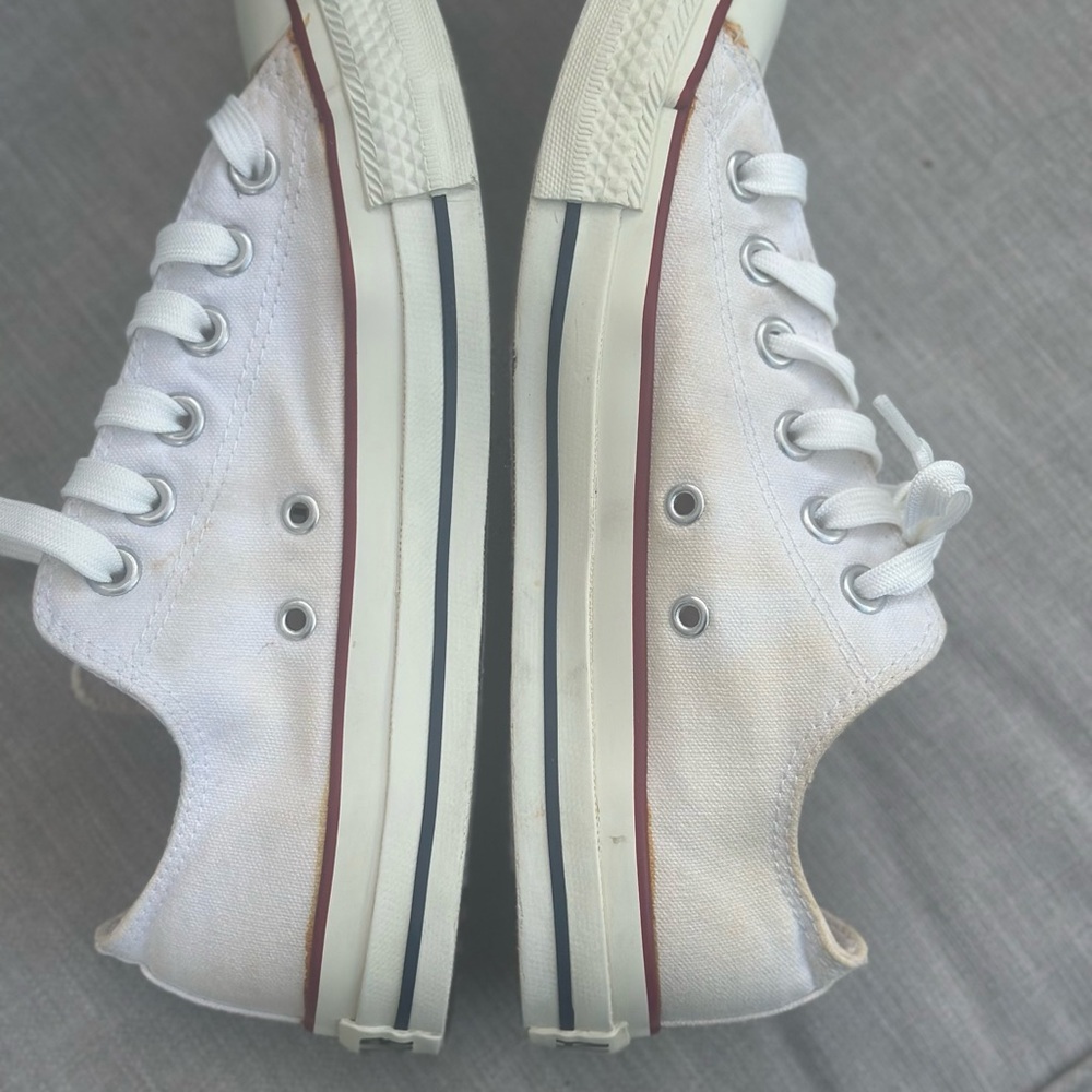 Converse White Canvas Sneakers with Red Trim - Picture 3 of 10